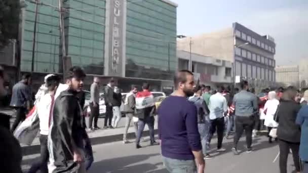Unidentified People Demonstrating Iraqi Government 2019 Iraqi Protests Also Named — Video