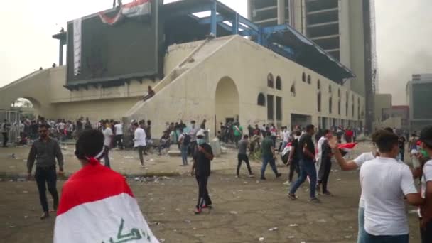 Unidentified People Demonstrating Iraqi Government 2019 Iraqi Protests Also Named — Stock video