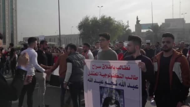 Unidentified People Demonstrating Iraqi Government 2019 Iraqi Protests Also Named — Wideo stockowe