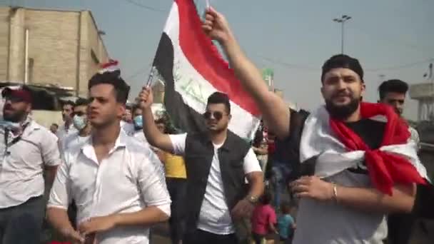 Unidentified People Demonstrating Iraqi Government 2019 Iraqi Protests Also Named — Stockvideo