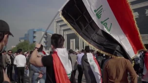 Unidentified People Demonstrating Iraqi Government 2019 Iraqi Protests Also Named — ストック動画