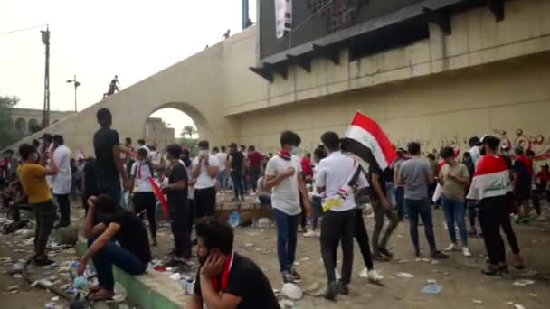 Unidentified People Demonstrating Iraqi Government 2019 Iraqi Protests Also Named — Stok video