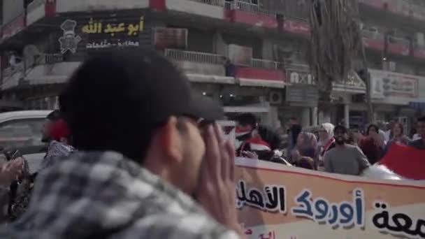 Unidentified People Demonstrating Iraqi Government 2019 Iraqi Protests Also Named — Stok video