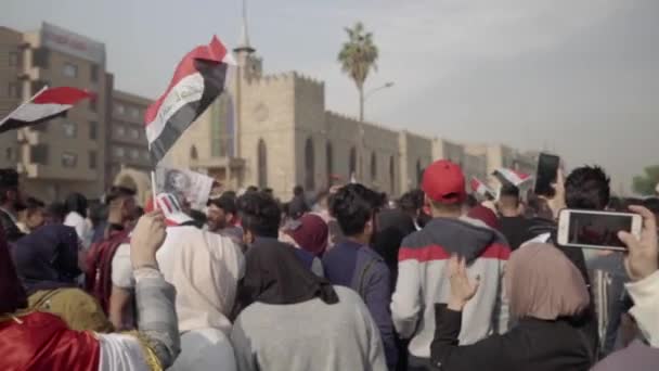 Unidentified People Demonstrating Iraqi Government 2019 Iraqi Protests Also Named — Stock Video