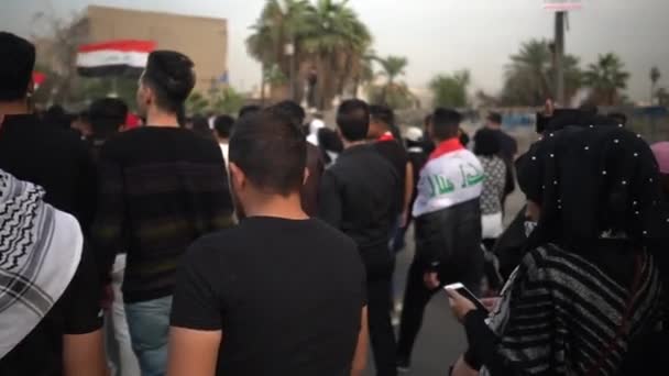 Unidentified People Demonstrating Iraqi Government 2019 Iraqi Protests Also Named — Stok video