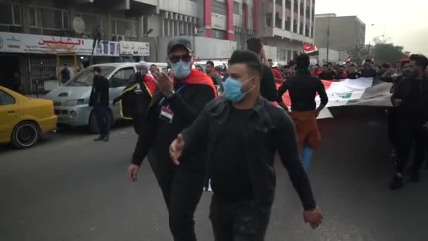 Unidentified People Demonstrating Iraqi Government 2019 Iraqi Protests Also Named — Stockvideo