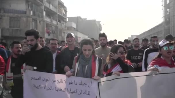 Unidentified People Demonstrating Iraqi Government 2019 Iraqi Protests Also Named — ストック動画