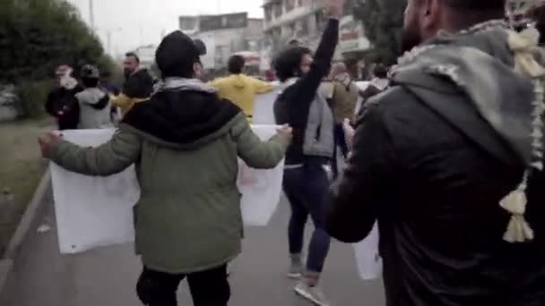 Unidentified People Demonstrating Iraqi Government 2019 Iraqi Protests Also Named — Vídeos de Stock