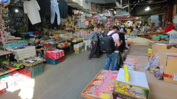 Неизвестные Рынке Городе Газа Западном Берегу Реки Иордан Крупнейшем Городе — стоковое видео