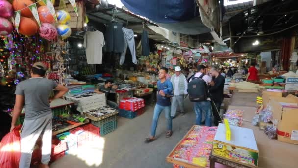 Unidentified People Market Gaza City West Bank Largest City State — Stok video