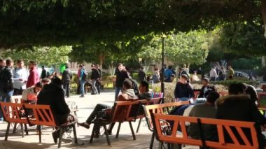 Unidentified people in a park in Gaza City, West Bank, the largest city of the State of Palestine, circa August 2021