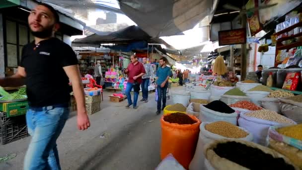 Neidentifikovaní Lidé Trhu Gaza City Západním Břehu Jordánu Největším Městě — Stock video