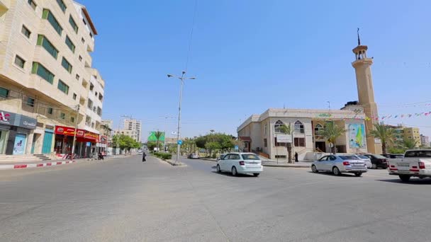 Unidentified People Street Traffic Gaza City West Bank Largest City — Stok Video