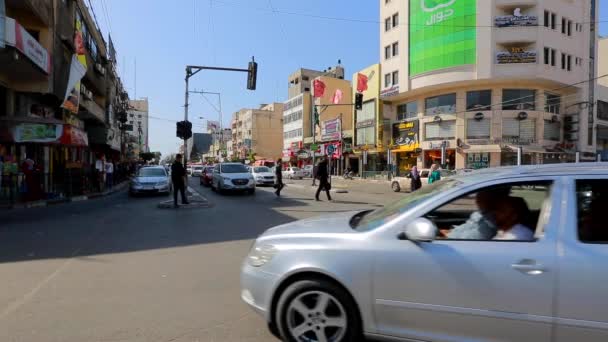 Нерозпізнані Люди Вуличний Рух Місті Газа Західний Берег Найбільше Місто — стокове відео