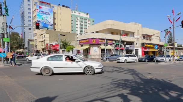 Unidentified People Street Traffic Gaza City West Bank Largest City — Vídeos de Stock