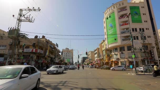 Azonosítatlan Személyek Utcai Forgalom Gázában Ciszjordániában Palesztina Állam Legnagyobb Városában — Stock videók
