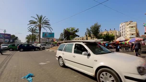 Persone Non Identificate Traffico Stradale Gaza City Cisgiordania Più Grande — Video Stock