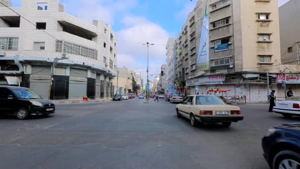 Unidentified People Street Traffic Gaza City West Bank Largest City — Wideo stockowe