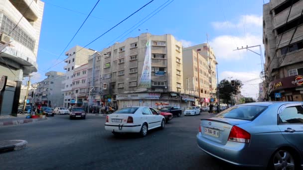 Unidentified People Street Traffic Gaza City West Bank Largest City — ストック動画