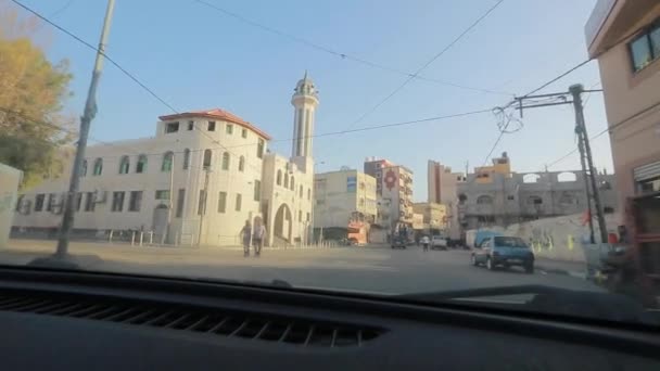 Traffico Stradale Visto Auto Movimento Gaza City Cisgiordania Più Grande — Video Stock