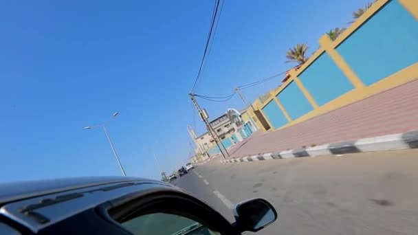 Imágenes Coches Movimiento Carretera Pov Gaza Palestina — Vídeo de stock