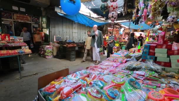 Unidentified People Market Gaza City West Bank Largest City State — Αρχείο Βίντεο