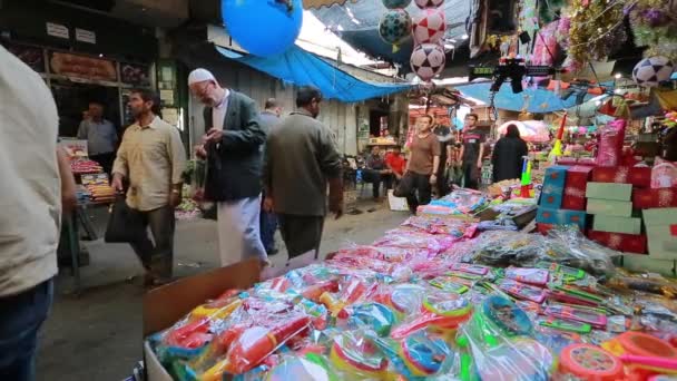 Unbekannte Auf Einem Markt Gaza City Westjordanland Der Größten Stadt — Stockvideo