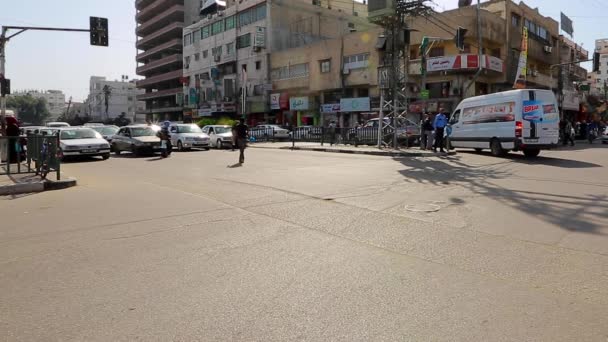 Unidentified People Street Traffic Gaza City West Bank Largest City — ストック動画