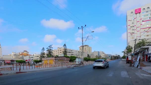 Unidentified People Street Traffic Gaza City West Bank Largest City — 图库视频影像