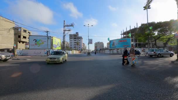 Unidentified People Street Traffic Gaza City West Bank Largest City — Αρχείο Βίντεο