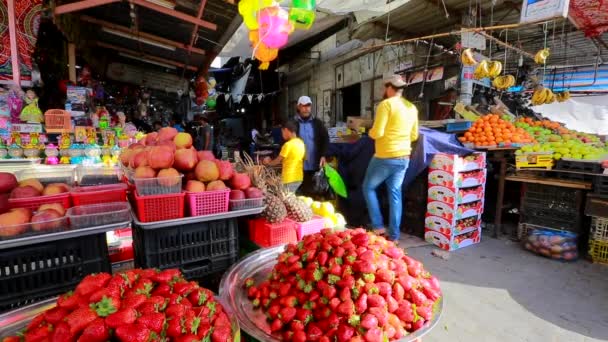 Orang Tak Dikenal Pasar Kota Gaza Tepi Barat Kota Terbesar — Stok Video