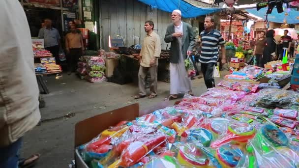 Unbekannte Auf Einem Markt Gaza City Westjordanland Der Größten Stadt — Stockvideo