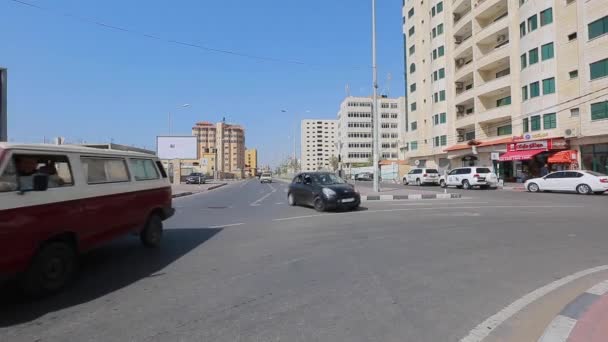Unidentified People Street Traffic Gaza City West Bank Largest City — Stock Video
