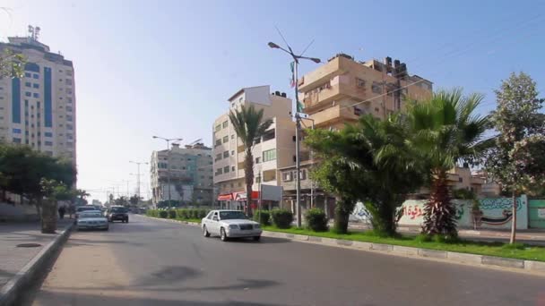 Unidentified People Street Traffic Gaza City West Bank Largest City — Stock Video