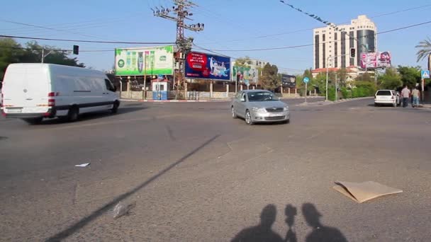 Unidentified People Street Traffic Gaza City West Bank Largest City — Video Stock