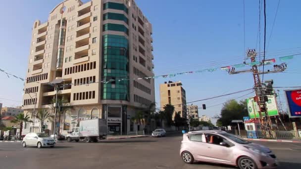 Unidentified People Street Traffic Gaza City West Bank Largest City — Stockvideo