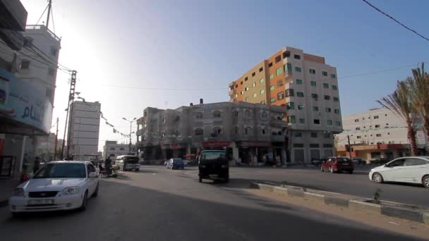 Unidentified People Street Traffic Gaza City West Bank Largest City — Stockvideo