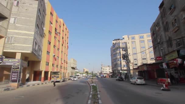 Persone Non Identificate Traffico Stradale Gaza City Cisgiordania Più Grande — Video Stock