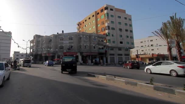 Unidentified People Street Traffic Gaza City West Bank Largest City — ストック動画