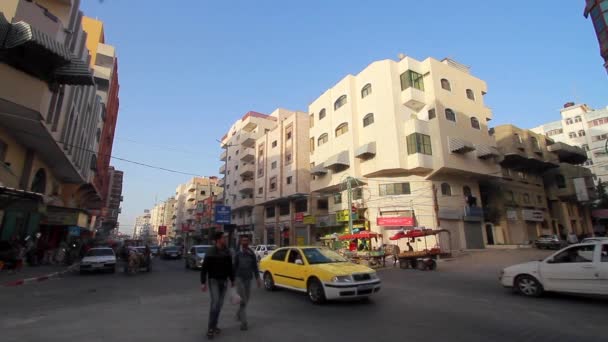 Azonosítatlan Személyek Utcai Forgalom Gázában Ciszjordániában Palesztina Állam Legnagyobb Városában — Stock videók