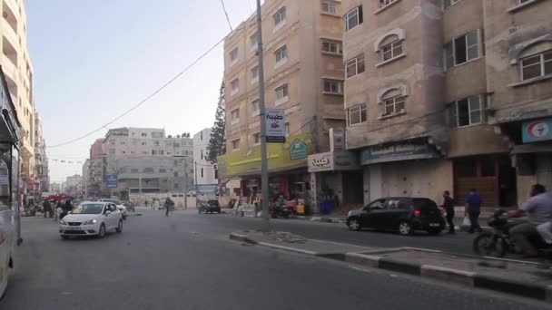 Unidentified People Street Traffic Gaza City West Bank Largest City — 비디오