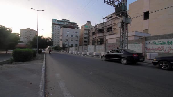 Unidentified People Street Traffic Gaza City West Bank Largest City — Video