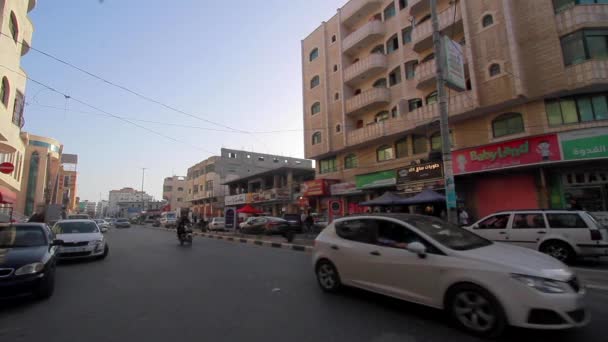 Unidentified People Street Traffic Gaza City West Bank Largest City — Video