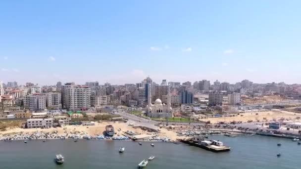 Drone Footage Mediterranean Sea Gaza City West Bank Largest City — Wideo stockowe