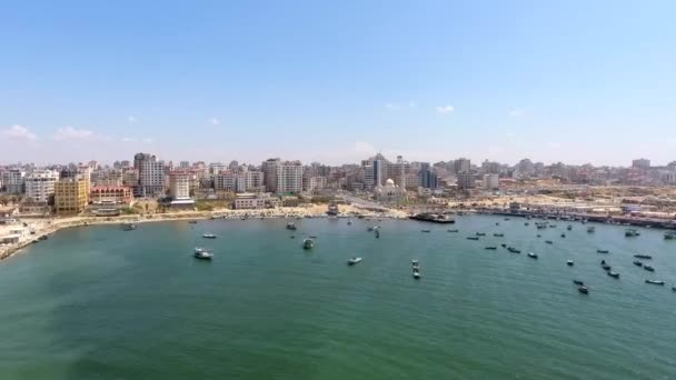 Съемка Беспилотника Средиземного Моря Города Газа Западный Берег Крупнейший Город — стоковое видео