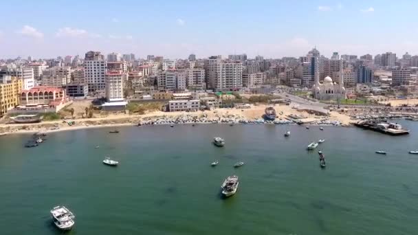 Дрони Середземного Моря Міста Газа Найбільшого Міста Палестини Приблизно Серпні — стокове відео