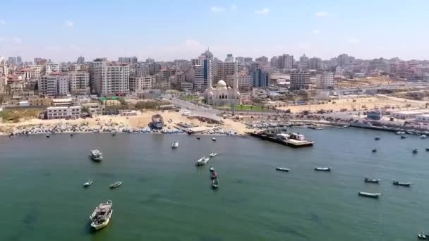 Drone Footage Mediterranean Sea Gaza City West Bank Largest City — Video Stock