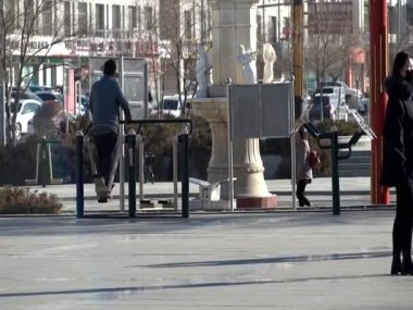 Street scene in Erlian, in the Inner Mongolia province of China, 2021