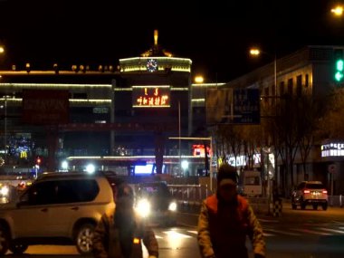 Street scene in Hohhot Erlian at night, in the Inner Mongolia province of China, 2021  