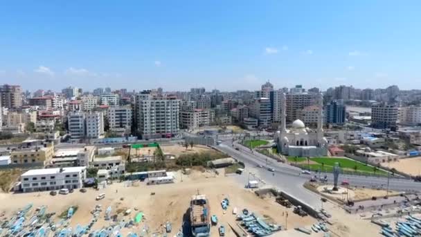 Drone Footage Mediterranean Sea Gaza City West Bank Largest City — Video Stock